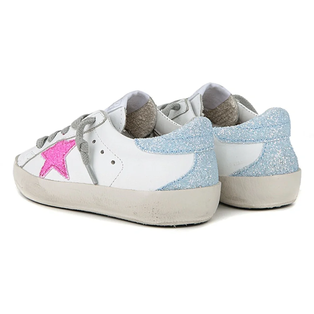GOLDEN GOOSE PINK GLITTER STAR SUPERSTAR SNEAKERS KIDS -NEW - Picture 2 of 13
